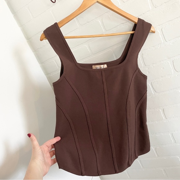 Anthro x Bailey 44 Chocolate Brown Corset Bustier Top Sculpting Knit Structured - Picture 2 of 11